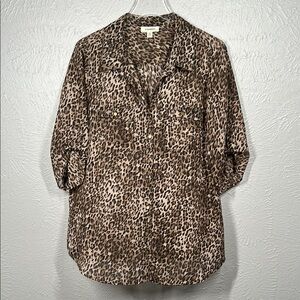 Dressbarn Sheer Leopard Print Women's Top Size XL